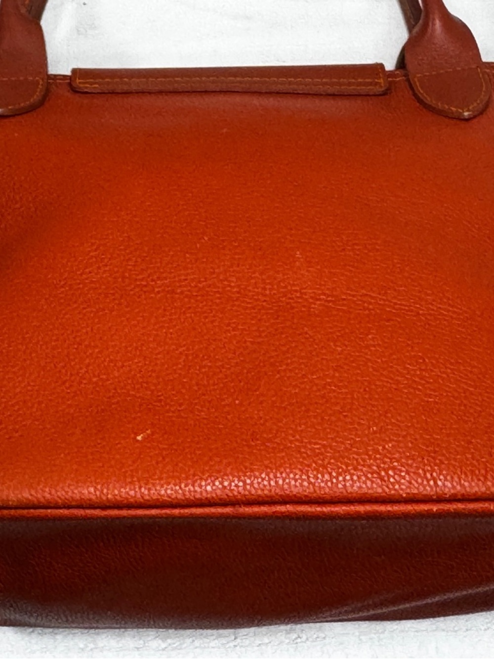 Longchamp Le Pliage Cuir Small Orange Leather Tote Bag Top Handle Authentic - Picture 7 of 16